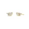 Marquise and Trio Diamond Stud Earrings in 14K Yellow Gold