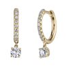 Diamond Pave Hoops with Round Drops in 18K Yellow Gold