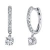Diamond Pave Hoops with Round Drops in 18K White Gold