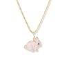 Small Pink Opal Bunny Pendant in 18K Yellow Gold