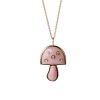 Mini Mushroom  Pendant in Pink Opal with Diamonds
