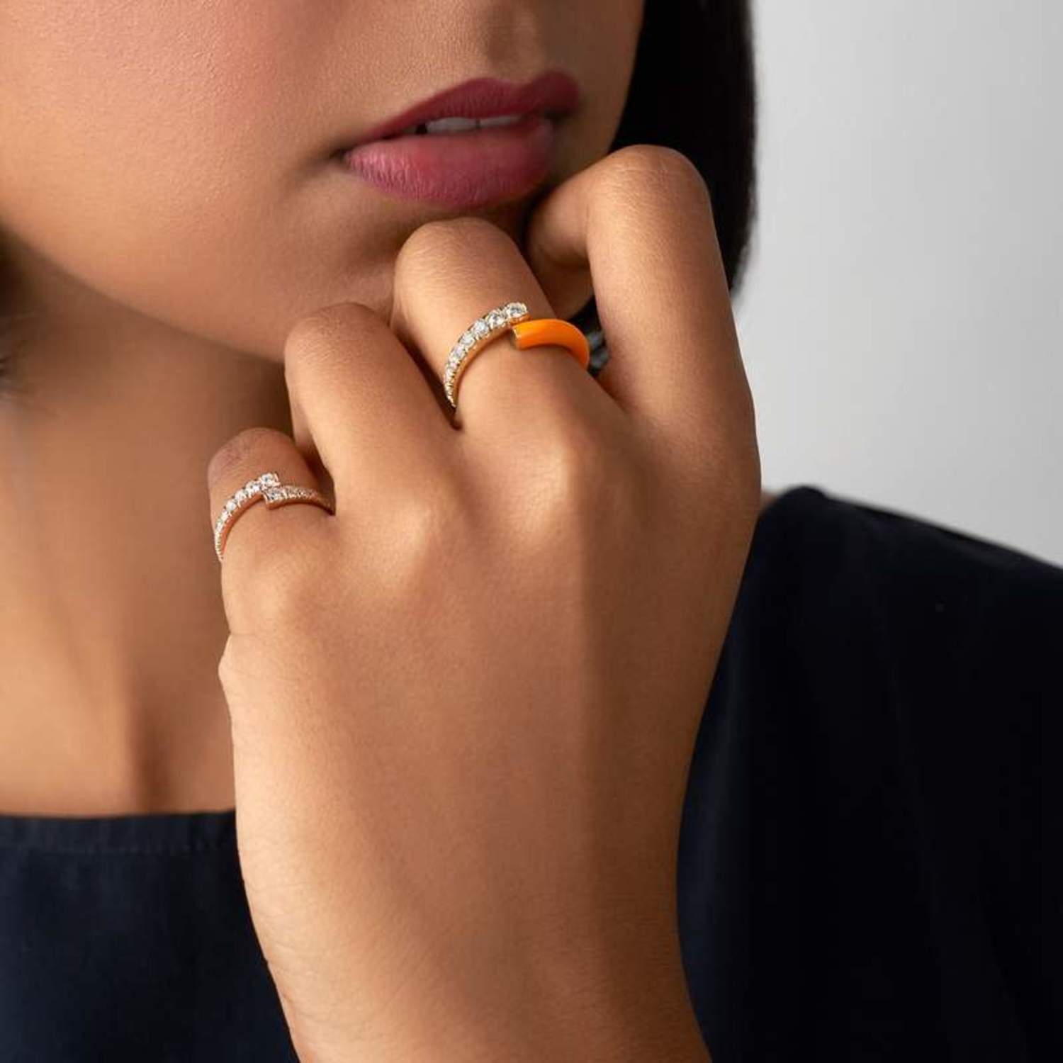 Melissa Kaye Lola Pinky Ring with Diamonds Boston MA