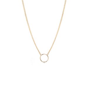 Circle Necklace with a Bezel Set Diamond Curb Chain