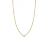 Small Box Chain with a Floating Diamond Necklace in 14K Yellow Gold