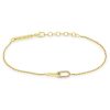 Double Link Bracelet with Pave Diamonds in 14K Yellow Gold