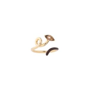 B Half Ring in Gold and Cherry Chocolate