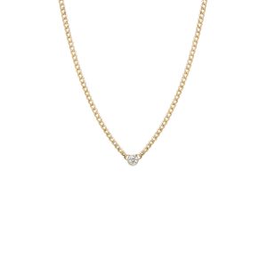 Bezel Set Diamond Curb Chain Necklace in 14K Yellow Gold