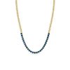 Blue Sapphire Tennis Station Small Curb Chain Necklace in 14K Yellow Gold