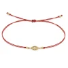 Midi Bitty Diamond Evil Eye Cord Bracelet - Red
