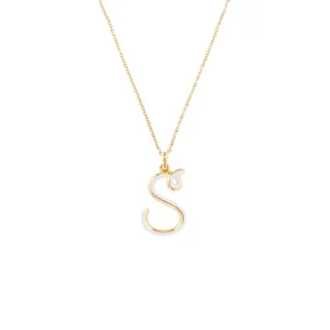 S Pendant in 9K Yellow Gold