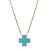 Turquoise Inlay Heirloom Necklace 14K Yellow Gold