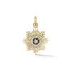14K Gold Diamond Pearl Blue Enamel Mini Vale Medallion