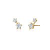 "Star Set" Starry Night Two Stone Diamond Earrings in 18K Yellow Gold