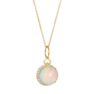 Ethiopian Opal Moon Charm with Diamonds