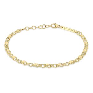 Heart and Double Link Chain Bracelet in 14K Yellow Gold