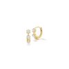 Kismet 3-Stone Mini Huggies in 18K Yellow Gold