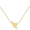 Gold Heart And Diamond Arrow Necklace in 14K Yellow Gold