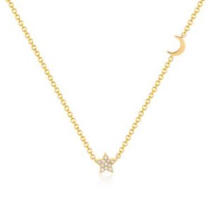 Baby Diamond Star and Gold Moon Necklace