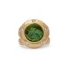 Green Tourmaline Saucer Ring with Diamonds - Size 6