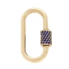 Medium Stoned Lock in 14K Yellow Gold with Blue Sapphires