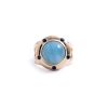 Milky Aquamarine Saucer Ring with Sapphires 14K Yellow Gold Size 7