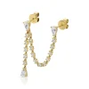 Isla Double Piercing Loop Earring with Diamond Chain Drop in 18K Yellow Gold