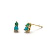 Mini Capella Studs in Turquoise & Emerald 14K Yellow Gold