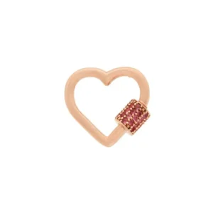 Stoned Baby Heartlock with Pink Tourmaline in 14K Yellow