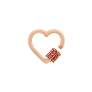 Stoned Baby Heartlock with Pink Tourmaline in 14K Yellow hover