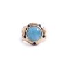 Milky Aquamarine Saucer Ring with Sapphires 14K Yellow Gold Size 7