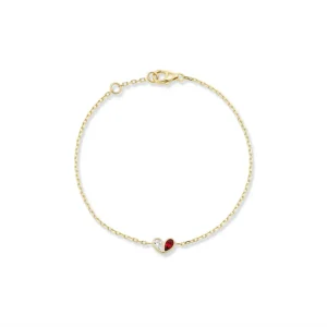 Mini Sweetheart Bracelet with Diamonds and Ruby