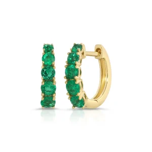 Graduated Emerald Huggies in 18K Yellow Gold