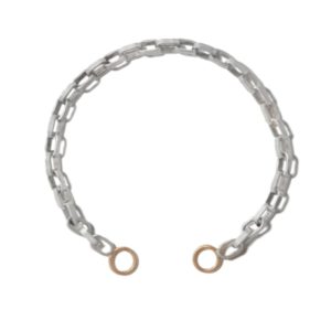 Biker Chain Bracelet in Polished Silver with Yellow Gold Loops - 6"