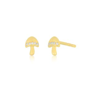(Signle) Mini Magic Mushroom Stud Earring in 14K Yellow Gold