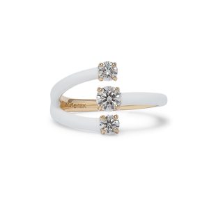 Aria Moon Ring in White Enamel