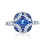 Diamond and Sapphire Argyle Ring in 18K White Gold - Size 7.75