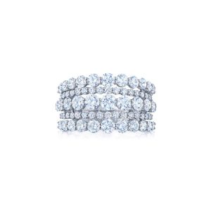 Diamond Lyric Five-Row Ring in 18K White Gold - Size 6