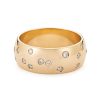 Half Round Band 7mm 14K Yellow Gold Scattered Diamonds