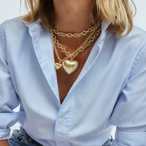 The Puffy Heart Necklace in Gold