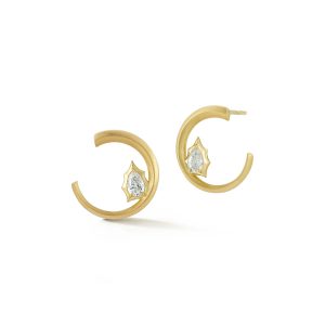 Envoy Solitaire Hoops in 18K Yellow Gold