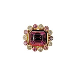 Magenta Garnet Wildflower Ring with Champagne Diamonds and Pink Spinel One-Of-A-Kind