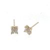 Quad Prong Set Diamond Stud Earrings in 14K Yellow Gold