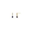 Diamond and Blue Sapphire Short Tennis Drop Earrings in 14K Yellow Gold