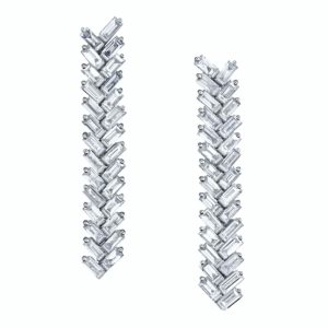 Short Zipper Earrings in 18K White Gold
