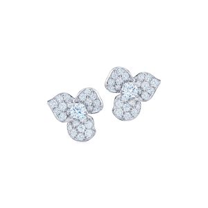 Diamond Floral Earrings in 18K White Gold