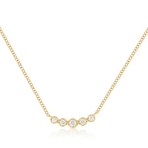 Diamond Crown Crescent Necklace in 14K Yellow Gold