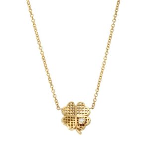 Petite Waffle Clover Pendant in 14K Yellow Gold