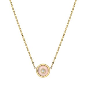 Mini Compass Necklace in Pink Opal