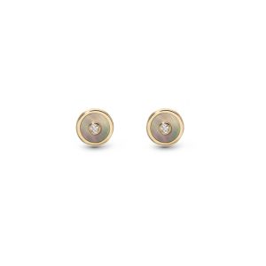 Mini Compass Earrings in Dark Mother of Pearl