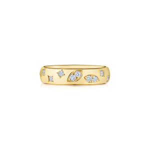 Cobblestone Ring with Star-Set Diamonds - Size 5